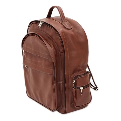 Handcrafted Leather Backpack in Brown from Brazil | NOVICA