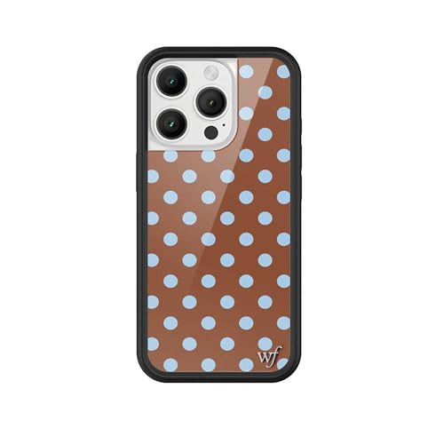 Wildflower Cases - Compatible with iPhone 16 Pro | Protective Black Bumper, 6.5ft Drop Test Certified, Women Owned Small Business | Spots Aesthetic Trendy Cute | Polka Dot - Brown & Blue | Amazon (US)