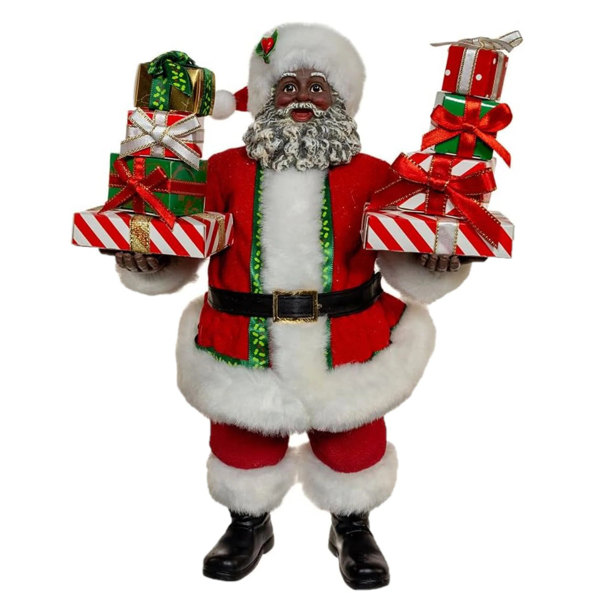 Kurt Adler Fabriche Christmas Figurine, African American Santa with Gifts, 10.5in | Wayfair North America