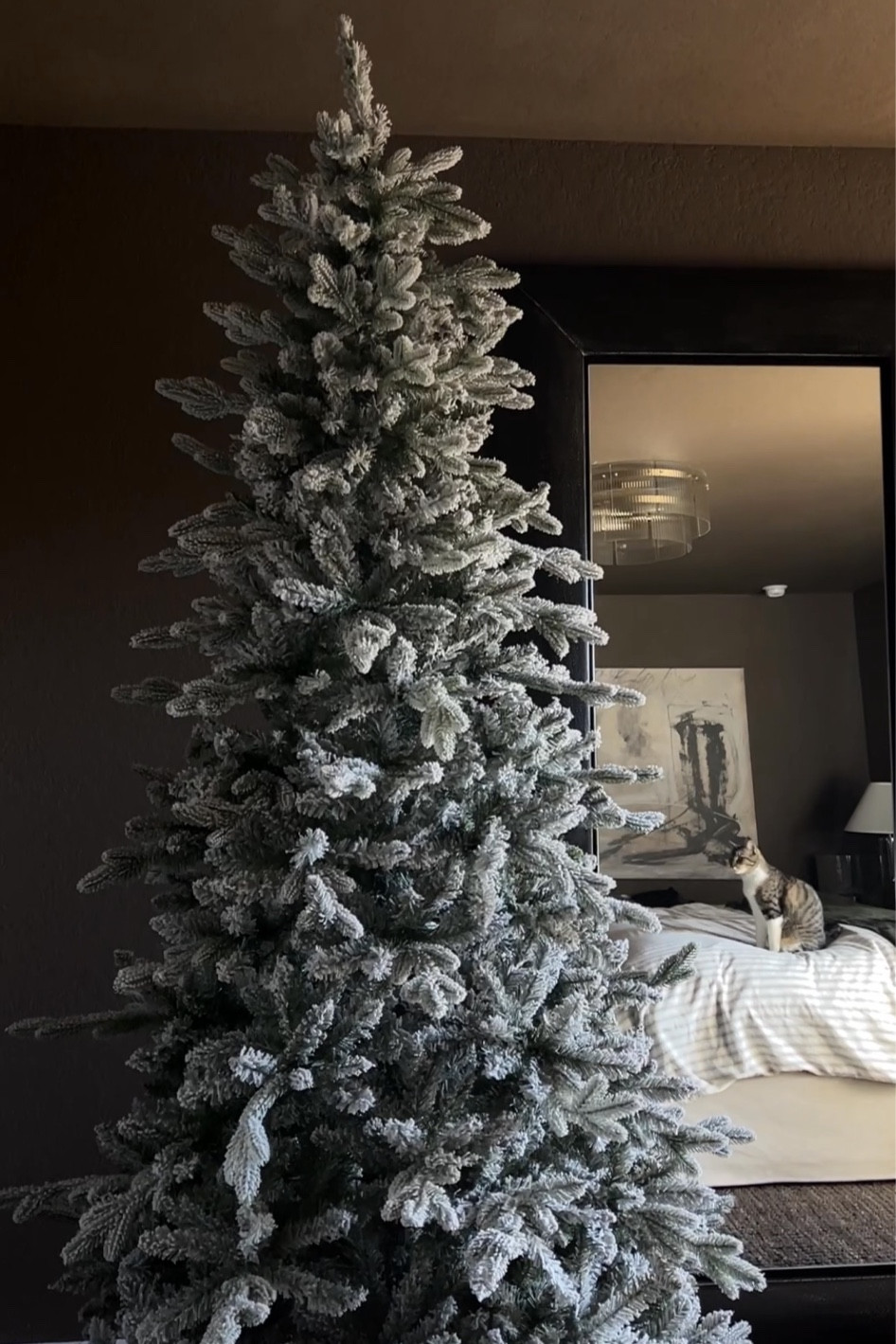 #ad I finally did it… a Christmas tree in our bedroom! ✨
There’s just something about waking up to that soft glow that feels extra cozy.
This flocked tree from @King of Christmas was so easy to set up, and I swear the power of fluffing is real. Bonus points for the gloves they include... no scratches, no snagged sweaters, just pure holiday magic.

#kingofchristmas 
#gifted  #flockedtree #holidayaesthetic