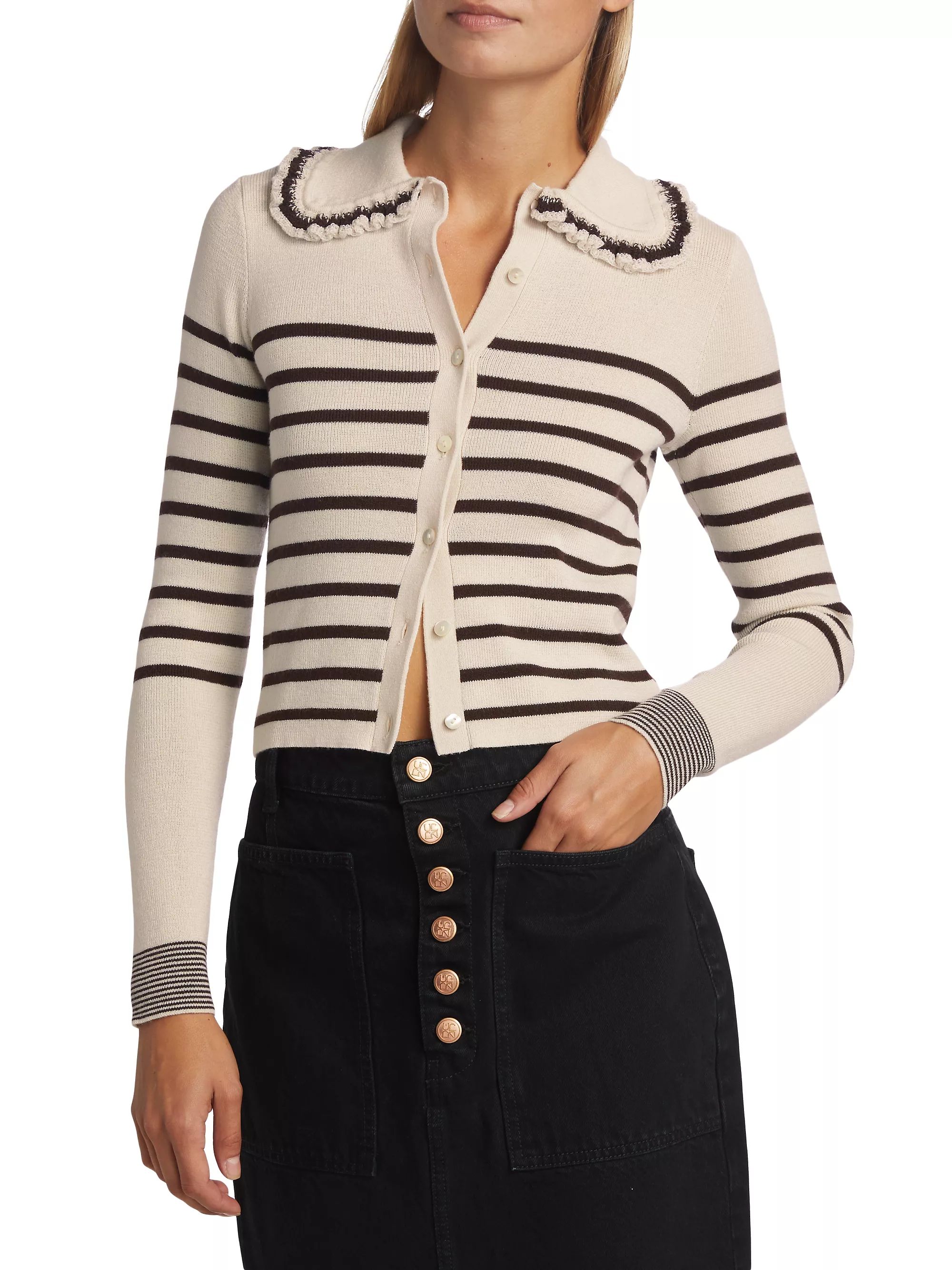 Faustine Wool Striped Cardigan | Saks Fifth Avenue