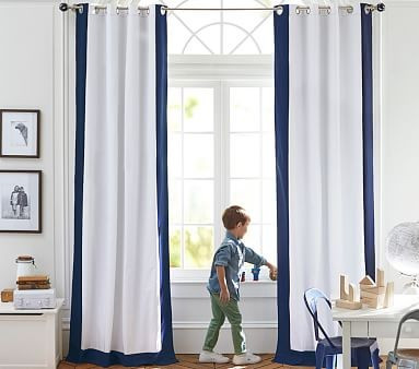 Color Bordered Blackout Curtain Panel | Pottery Barn Kids