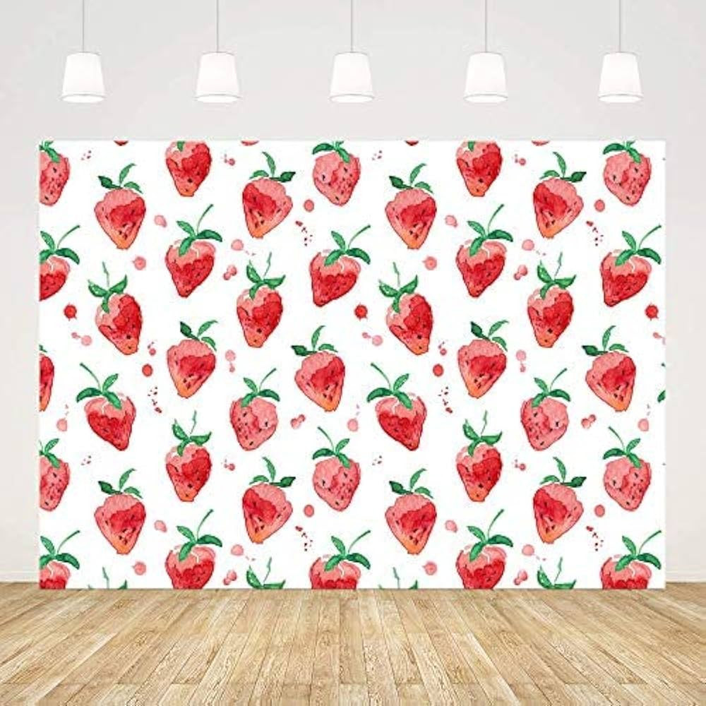 MEHOFOND Strawberry Photo Backdrop Pink Watercolor Baby Shower Birthday Party Decorations Supplie... | Amazon (US)