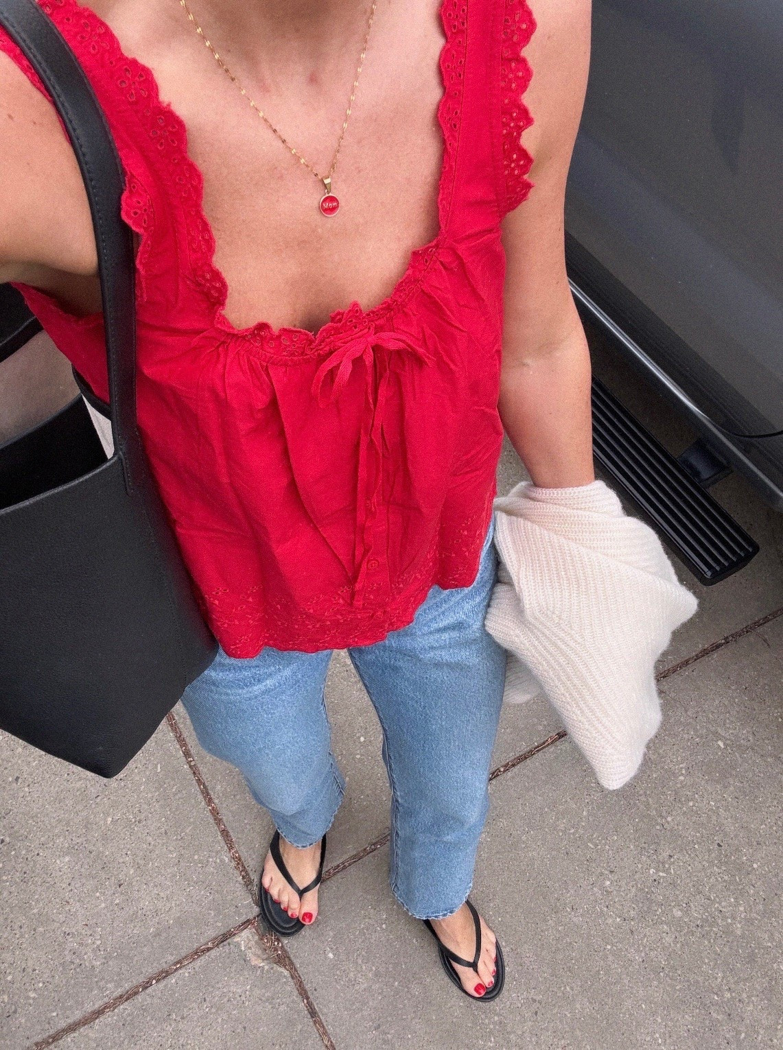 Pop of red for spring/summer and it’s on sale! Love this Gap top, so pretty and vibrant. Wearing a medium (tts). 

Spring outfit/summer outfit/red top/jeans outfit

#LTKsummer #LTKsale #LTKcanada