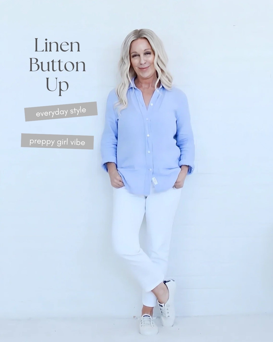 This is my every day preppy style. Linnen button up, jeans and canvas sailing sneakers. Effortless and easy. ￼

#LTKOver40 #LTKPetite #LTKSeasonal