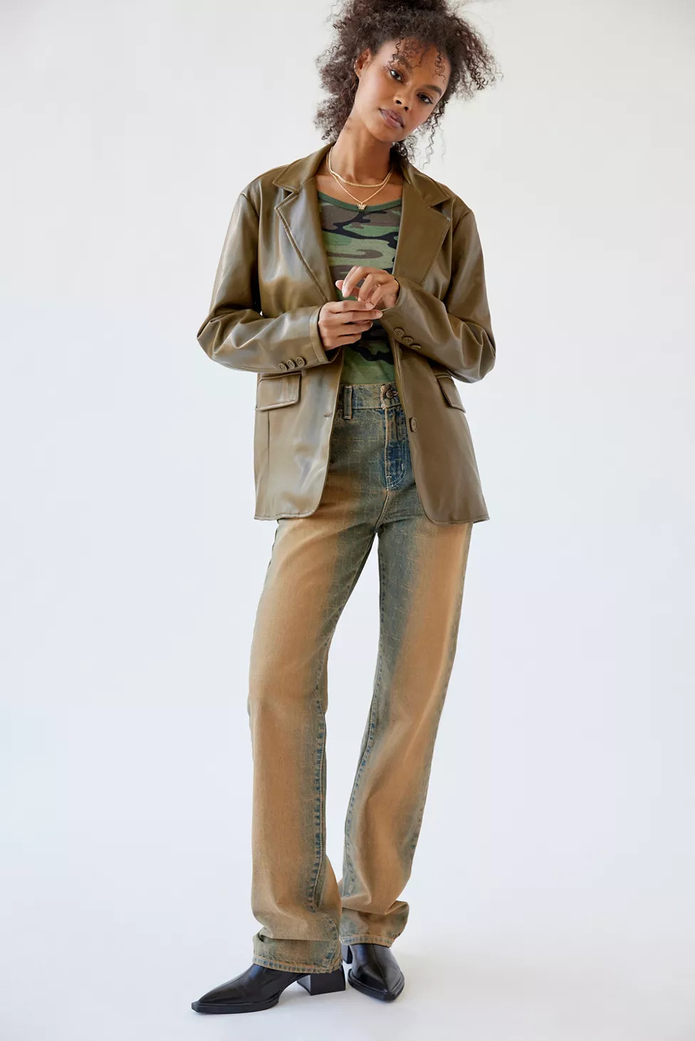 UO Jules Oversized Faux Leather Blazer | Urban Outfitters (US and RoW)