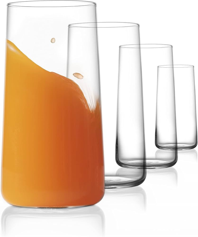 BENETI Modern Drinking Glasses, 18oz, Set of 4 - European Made Crystal Clear Tall Glasses Perfect... | Amazon (US)