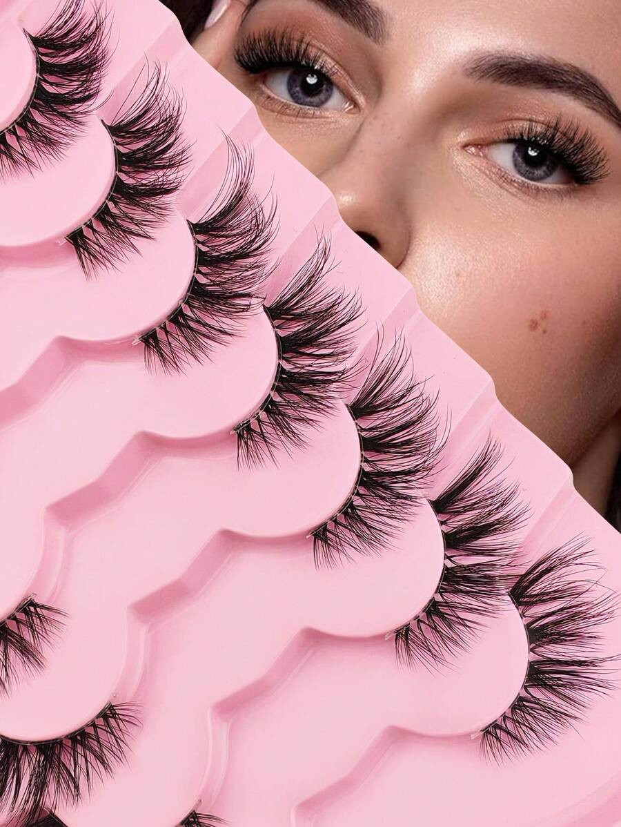7 Pairs Half Lashes Clear Band 16mm False Lashes Cat Eye Look Tail Elongated Eyelashes For Daily ... | SHEIN