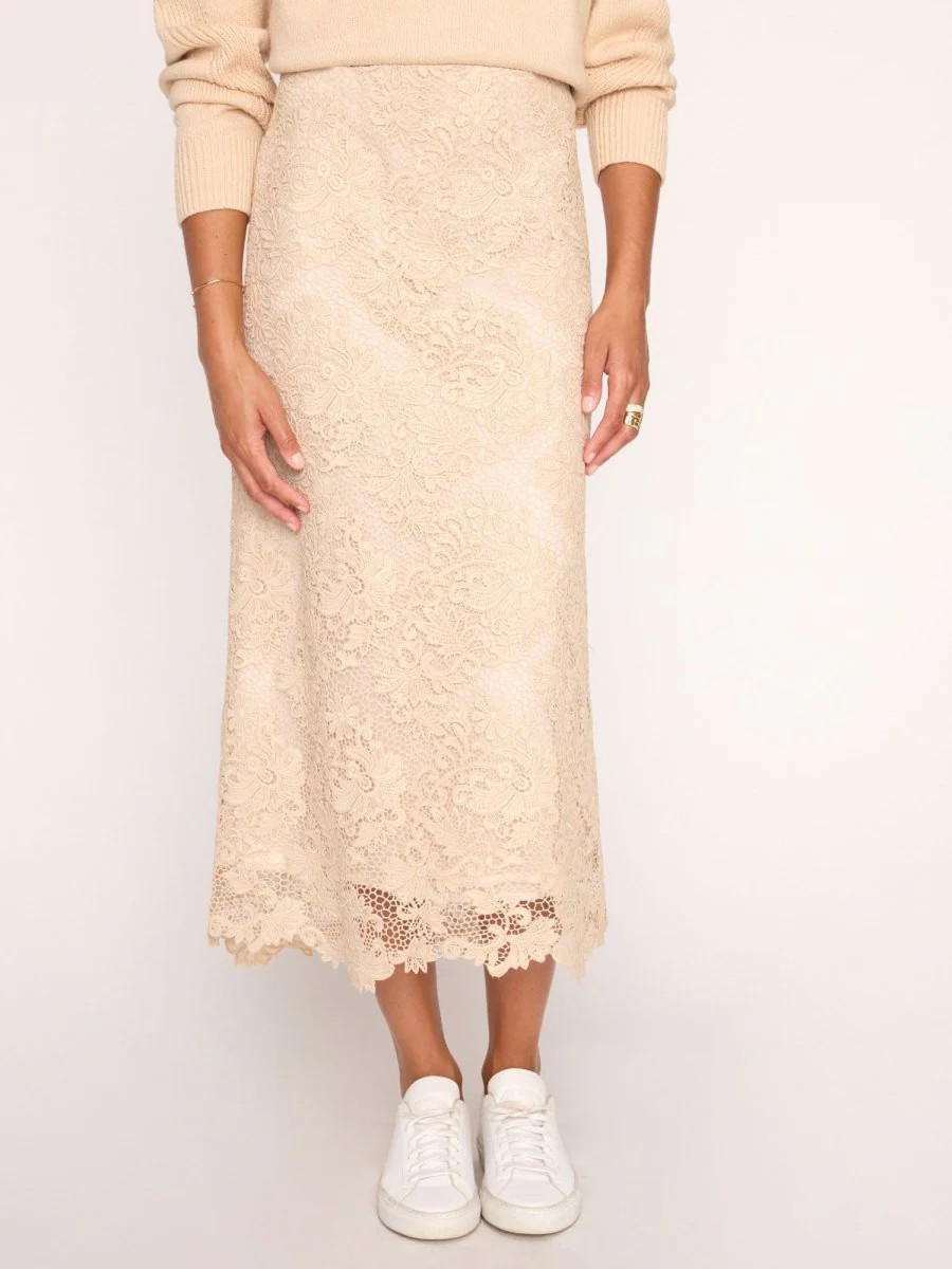 Mara Lace Skirt in Buff - Floral Lace Skirt - Brochu Walker | Brochu Walker