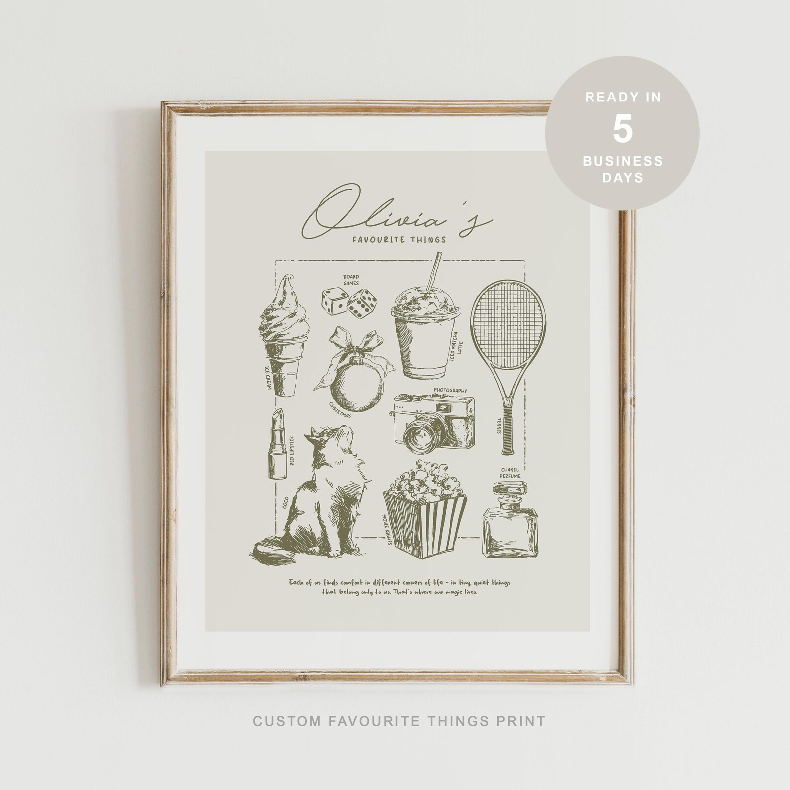 Hand Illustrated Favourite Things Print | Custom Digital Artwork | Personalized Gift for Christma... | Etsy (US)