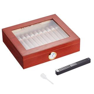 Cigar Humidor, Glass Top Cigar Humidor Box 5.9 in. H 11.4 in. W Wood Cigar Desktop Box Cigar Stor... | The Home Depot