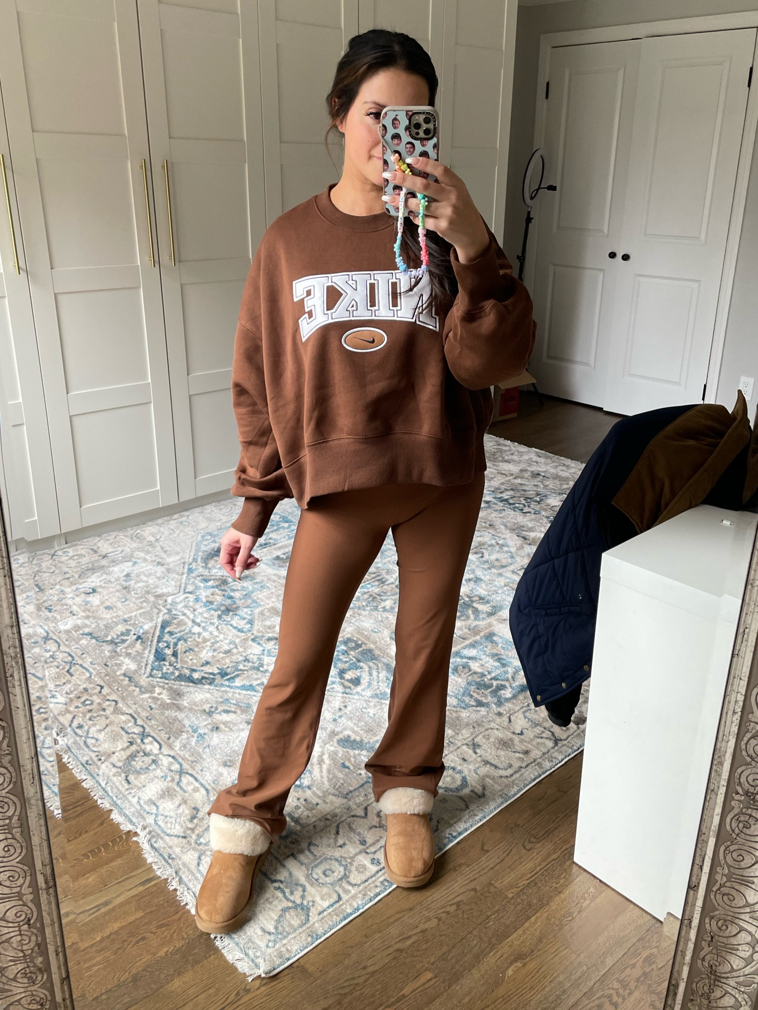 Nike sweatshirt 
Lululemon flared leggings 


#LTKunder100 #LTKGiftGuide #LTKunder50