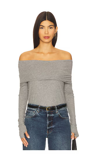 Cashmere Long Sleeve Off-shoulder Top in Smoke | Revolve Clothing (Global)