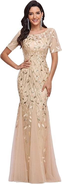 Ever-Pretty Women's Illusion Embroidery Elegant Mermaid Evening Dress 07707 | Amazon (US)