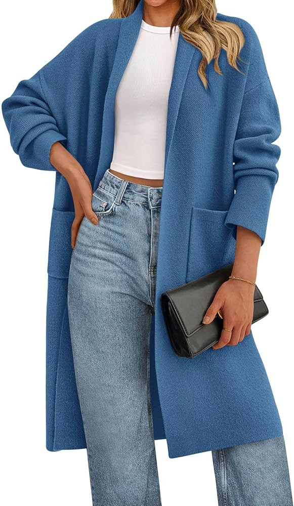 PRETTYGARDEN Long Sleeve Lapel Open Front Cardigan Sweaters for Women Trendy 2026 Oversized Fall ... | Amazon (US)