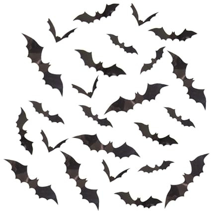 3D Bats Wall Decal, 144 Pcs Scary 3D Bats Wall Stickers for Halloween Party Decoration | Amazon (US)