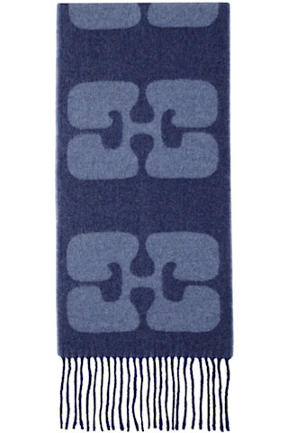 Navy Narrow Logo Scarf | SSENSE