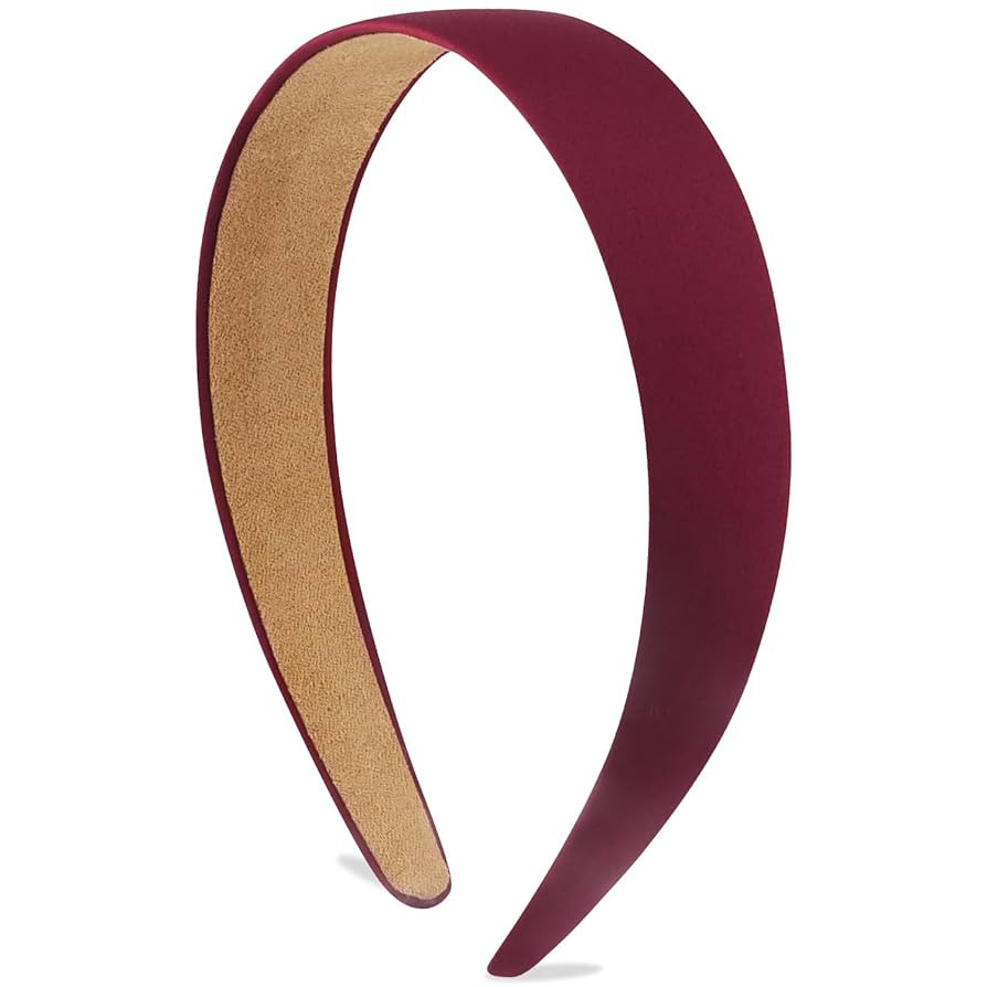 Satin Headbands for Women & Girls - Red, Burgundy Plain Headbands (1.18 Inch Wide) - Non Slip, Ha... | Amazon (US)