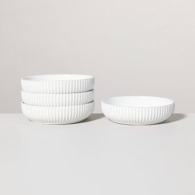 34oz Fluted Stoneware Pasta/Grain Bowl Cream - Hearth & Hand™ with Magnolia | Target