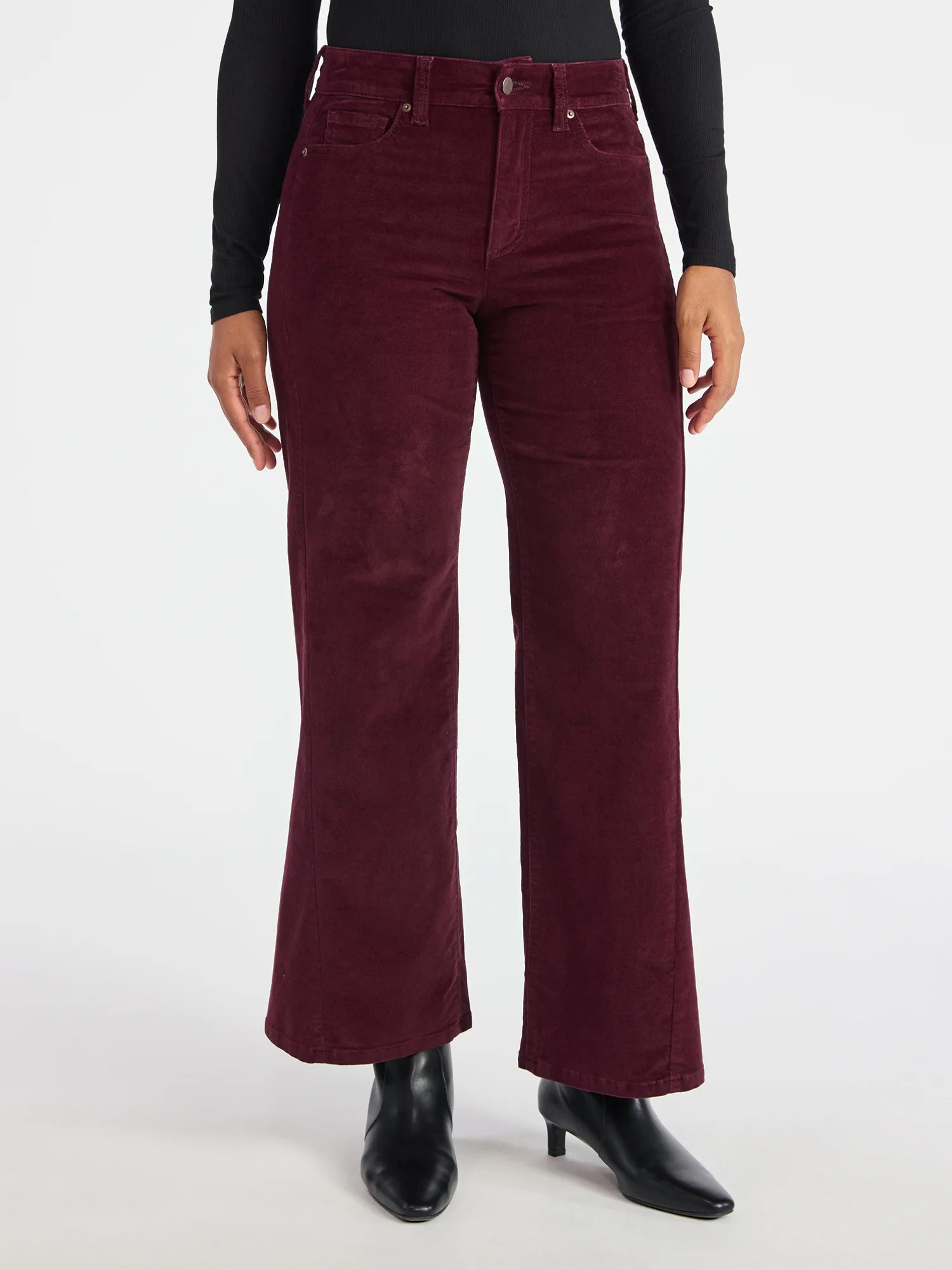Time and Tru Women's Velvet Wide Leg Pants, 32&quot; Inseam, Size 0-20 | Walmart (US)