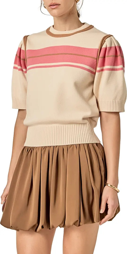 English Factory Stripe Puff Sleeve Sweater | Nordstrom | Nordstrom