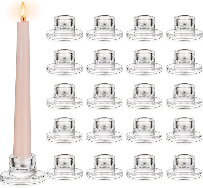 Glasseam Glass Tapered Candlestick Holders: 20Pcs Small Taper Candle Holders Bulk Short Candle St... | Amazon (US)