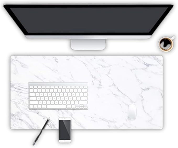 Extended Mouse Pad, Marble Design Leather Material Desk Mat，Washable Odorless Unfading Sweat Pr... | Amazon (US)