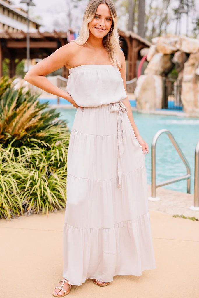 Keep Moving Oat White Maxi Dress | The Mint Julep Boutique