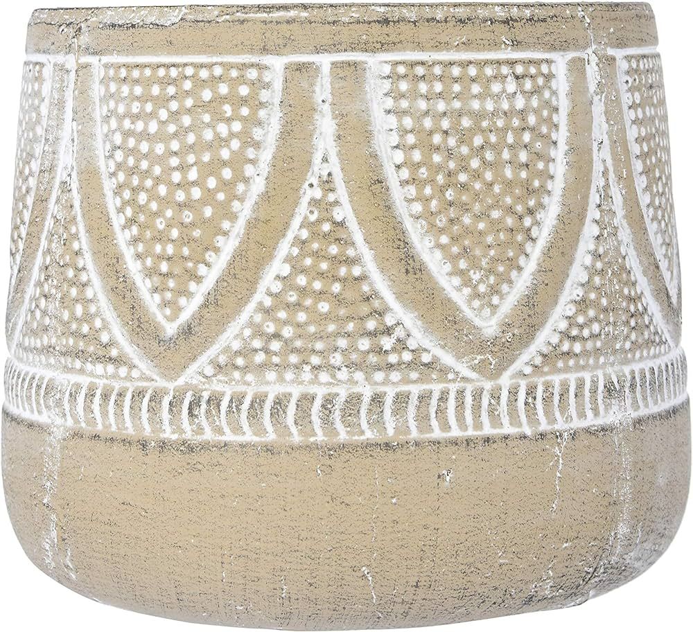 Creative Co-Op Embossed Terracotta Planter with Whitewash Finish (Holds 5" Pot | Amazon (US)