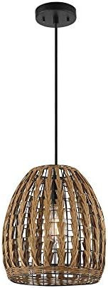 Globe Electric 60750 Novogratz x Globe Marlow 1 Pendant Light with Brown Woven Rattan Shade, Natu... | Amazon (US)