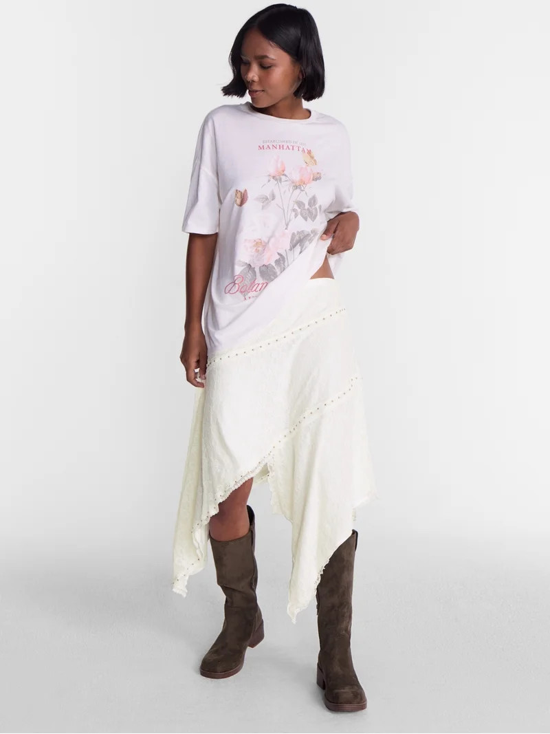 No Boundaries Asymmetrical Midi Skirt, Women\u2019s XXS-XXL | Walmart (US)