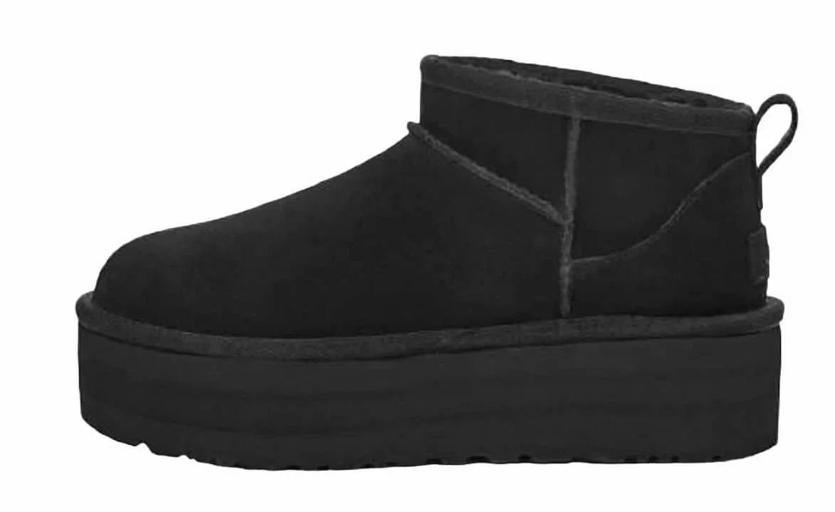 Shoes8teen Platform Mini Boot For Women Short Ankle Boot Fur Fleece Lined Sneakers ROZY Black 10 | Walmart (US)
