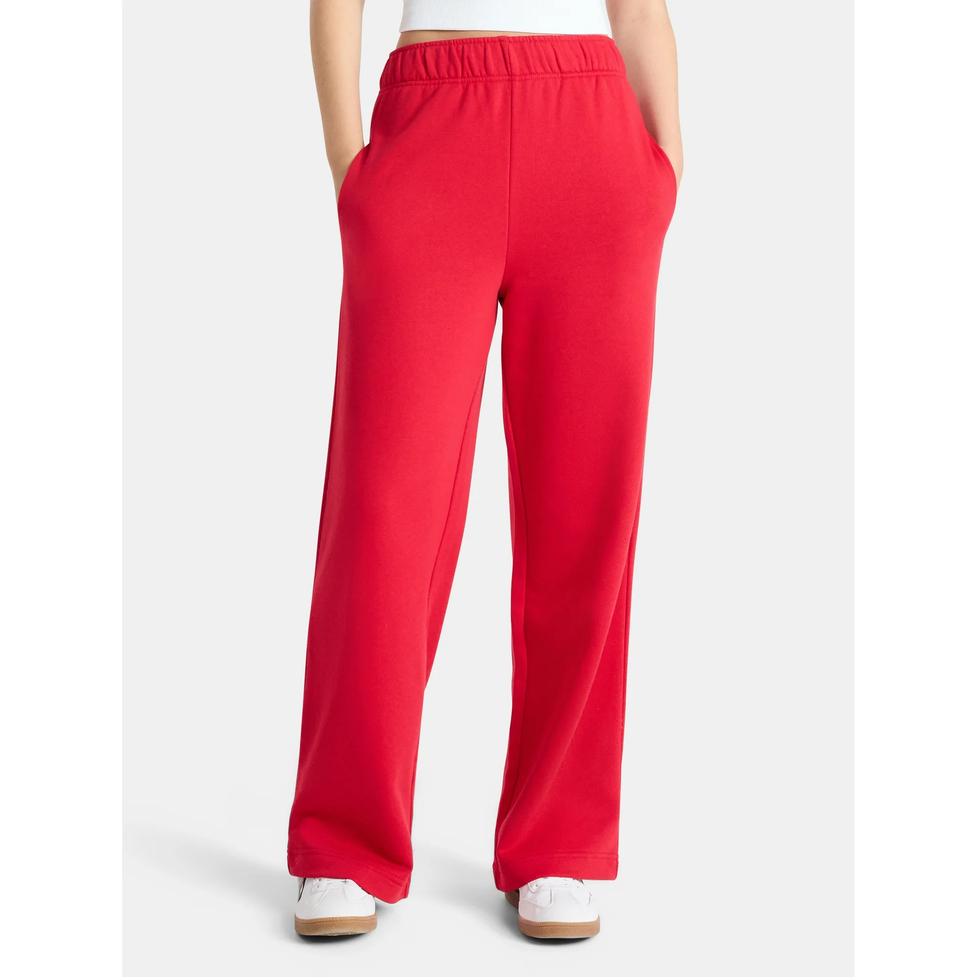 No Boundaries Wide-Leg Foldover Fleece Pants, 30'' Inseam, 2-Pack, Women's | Walmart (US)