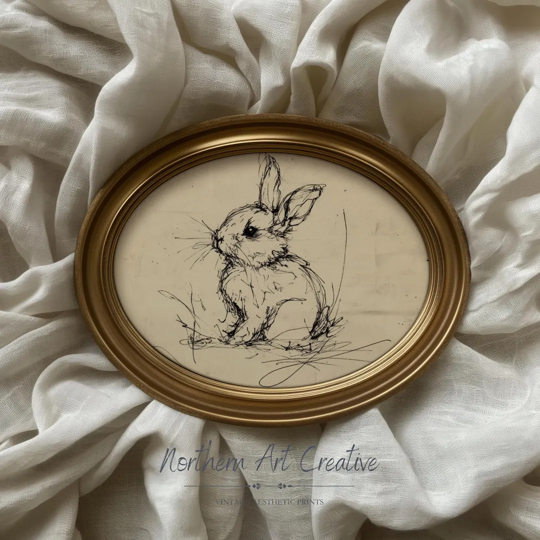 Little Bunny Sketch Wall Art: Vintage Pencil Sketch Easter Print (digital Download) - Etsy UK | Etsy (US)