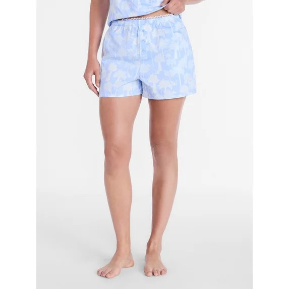 Joyspun Women's Woven Poplin Sleep Shorts, 3'' Inseam, Sizes XS-3X | Walmart (US)