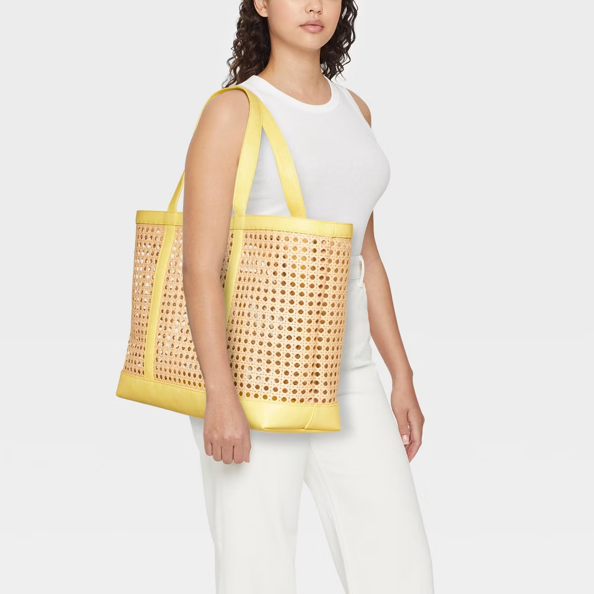 Caning Natural Tote Handbag - Universal Thread™ Yellow | Target