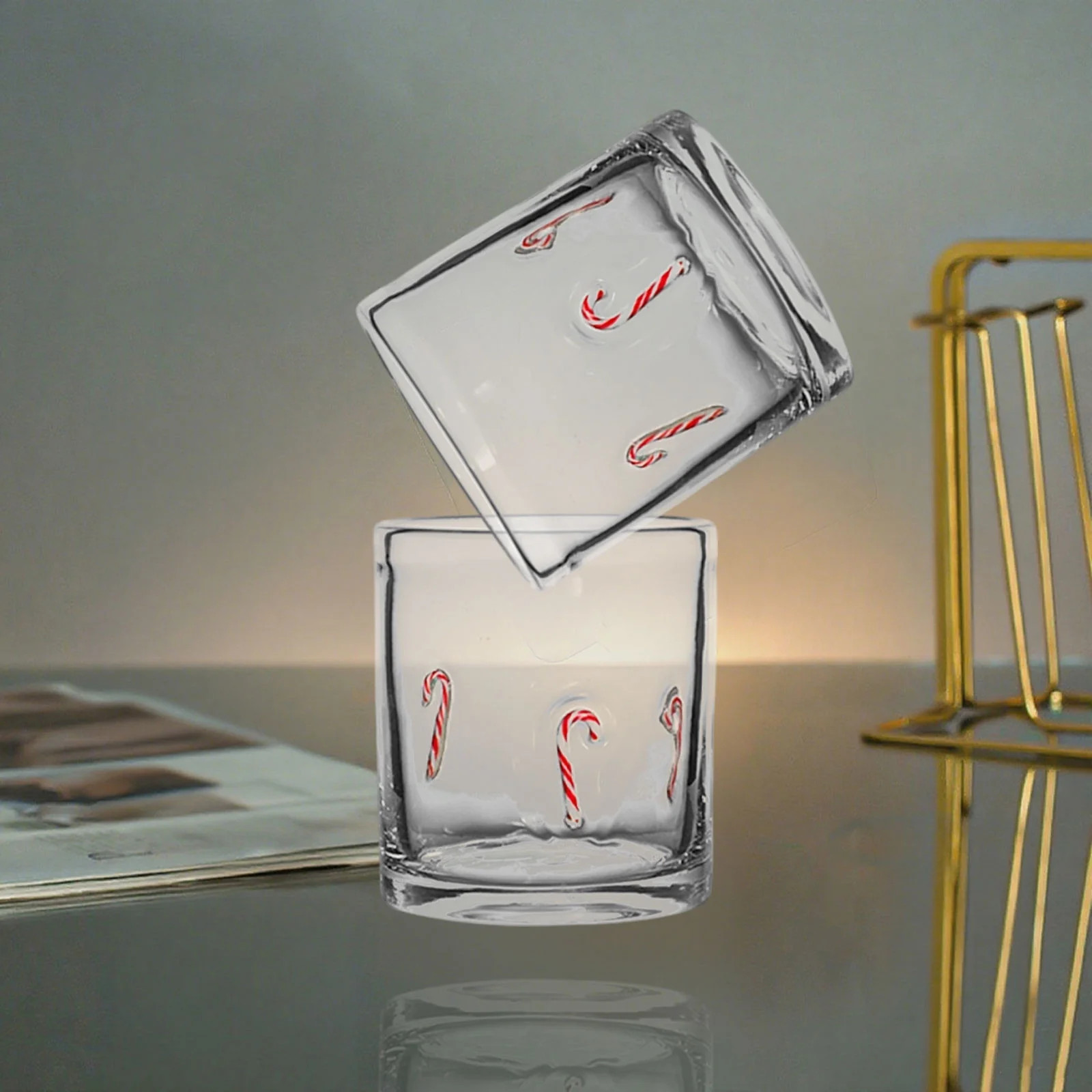 Christmas Glasses Old Fashioned Icon Handblown Cocktail Glass, Candy Canes | Walmart (US)