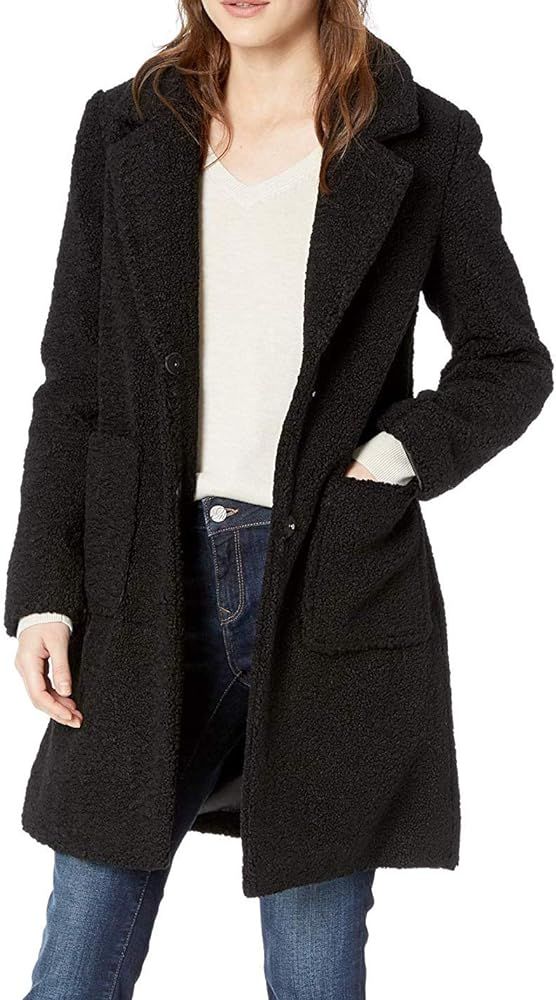 French Connection Women's Faux Shearling Teddy Lapel Midi Coat | Amazon (US)