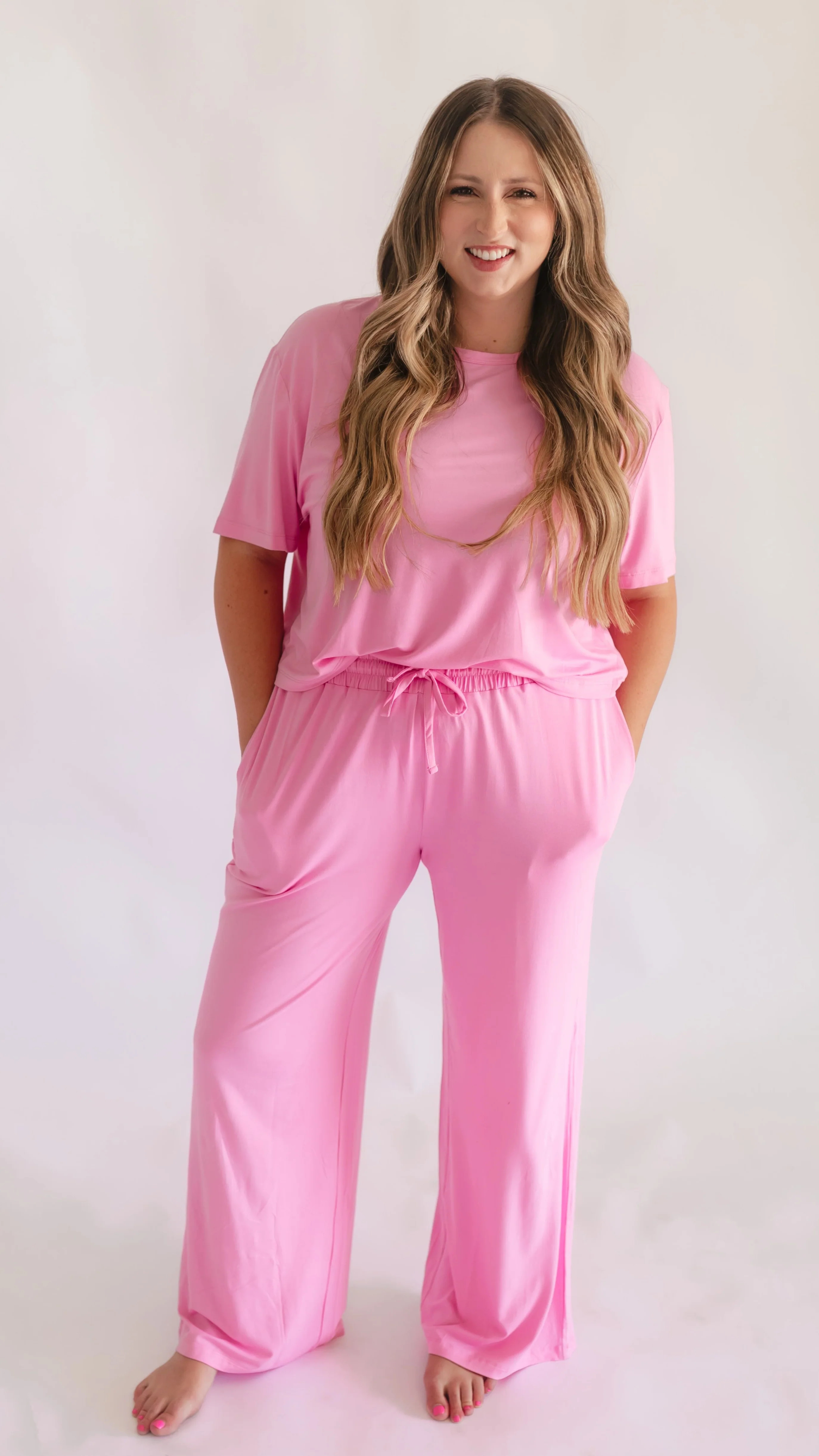Womens T-Shirt Lounge Set in Pretty Pink | Silks Design