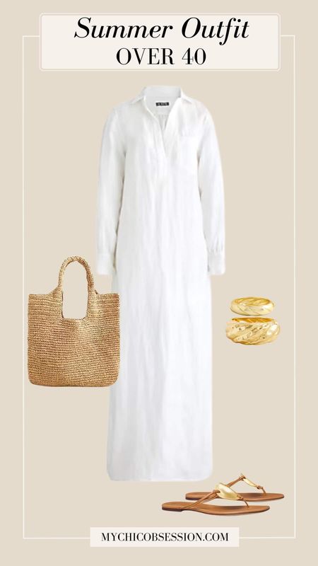 Enjoy your beach vacation to the fullest with this popover linen maxi dress. Accessorize with a woven tote, gold bangles, and sandals.

#LTKOver40 #LTKSeasonal #LTKStyleTip