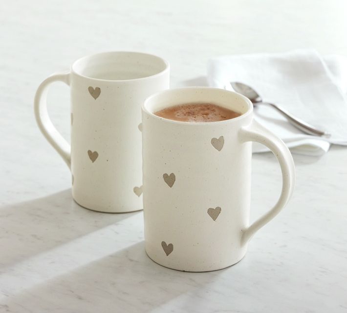 Farmstead Hearts Stoneware Mugs | Pottery Barn | Pottery Barn (US)