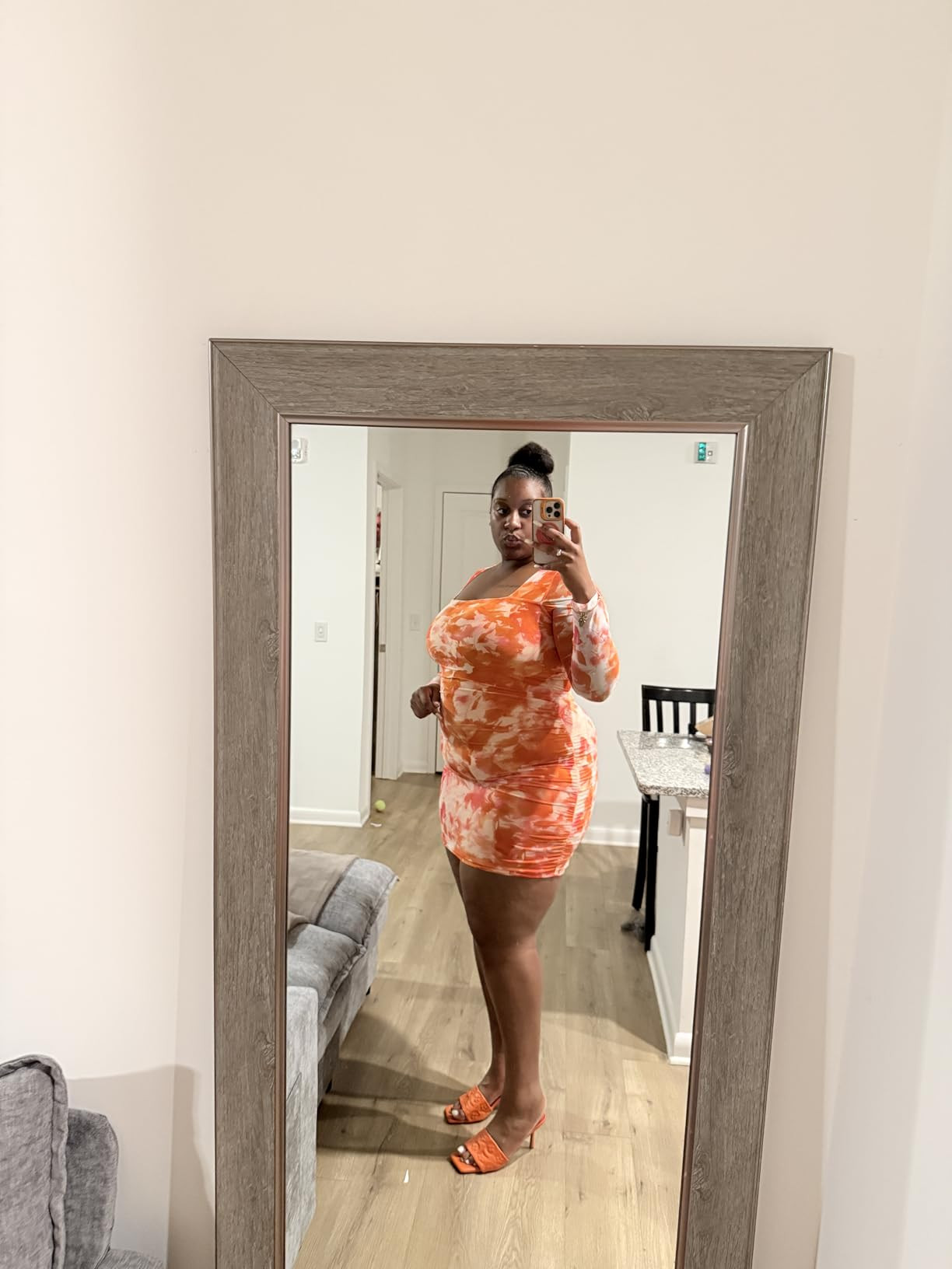 Prinbara Womens Mesh Long Sleeve Square Neck Ruched Mini Dress Sexy Bodycon Elegant Cocktail Even... | Amazon (US)