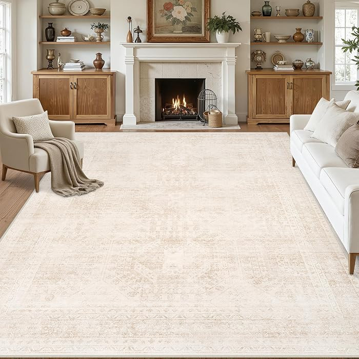 8x10 Area Rugs Living Room: Bedroom Neutral Washable Carpet Beige | Amazon (US)
