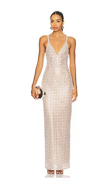 Bronx and Banco Allegra Sequin Maxi Dress in Silver from Revolve.com | Revolve Clothing (Global)