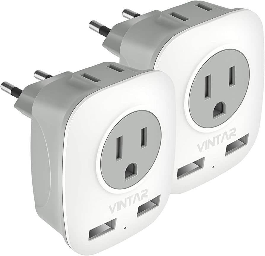 Amazon.com: [2-Pack] European Travel Plug adapter, VINTAR International Power Plug Adapter with 2... | Amazon (US)