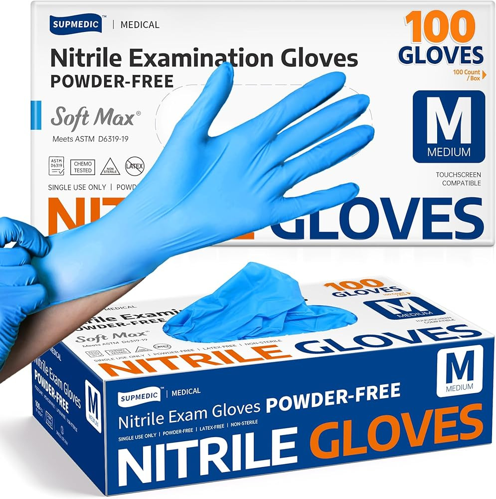 Supmedic Medical Soft Max\u2122 Nitrile Exam Gloves, 100 Count Latex-Free Powder-Free Non-Sterile... | Amazon (US)