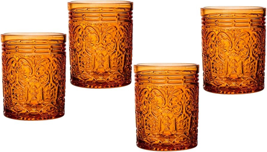 Godinger Jax Double Old Fashioned Beverage Glass Cup Orange Spice - Set of 4 | Amazon (US)