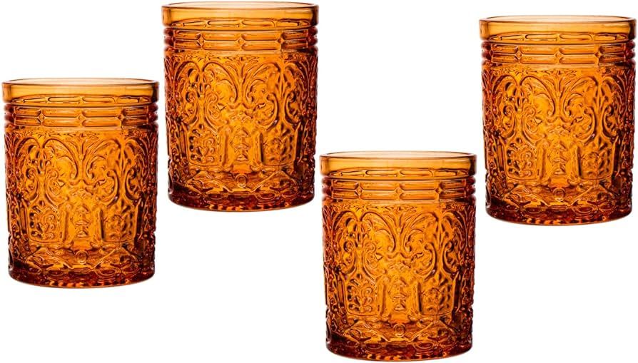Godinger Jax Double Old Fashioned Beverage Glass Cup Orange Spice - Set of 4 | Amazon (US)