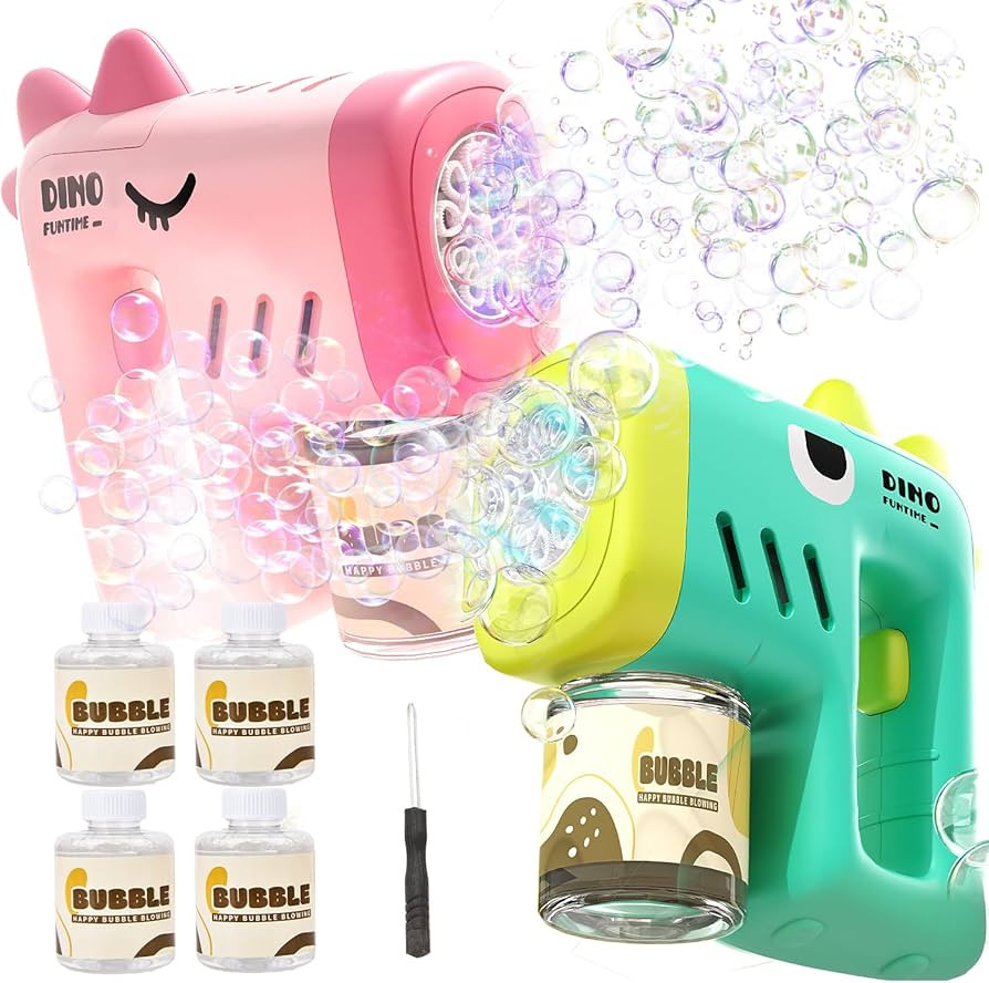 2 Pack Bubble Gun Machine for Kids, Automatic 10 Hole Light Up Bubble Blower with 4 Refill Soluti... | Amazon (US)
