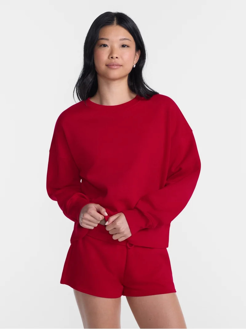 No Boundaries Boxy Fleece Sweatshirt, Midweight, Women's XXS-XXL | Walmart (US)